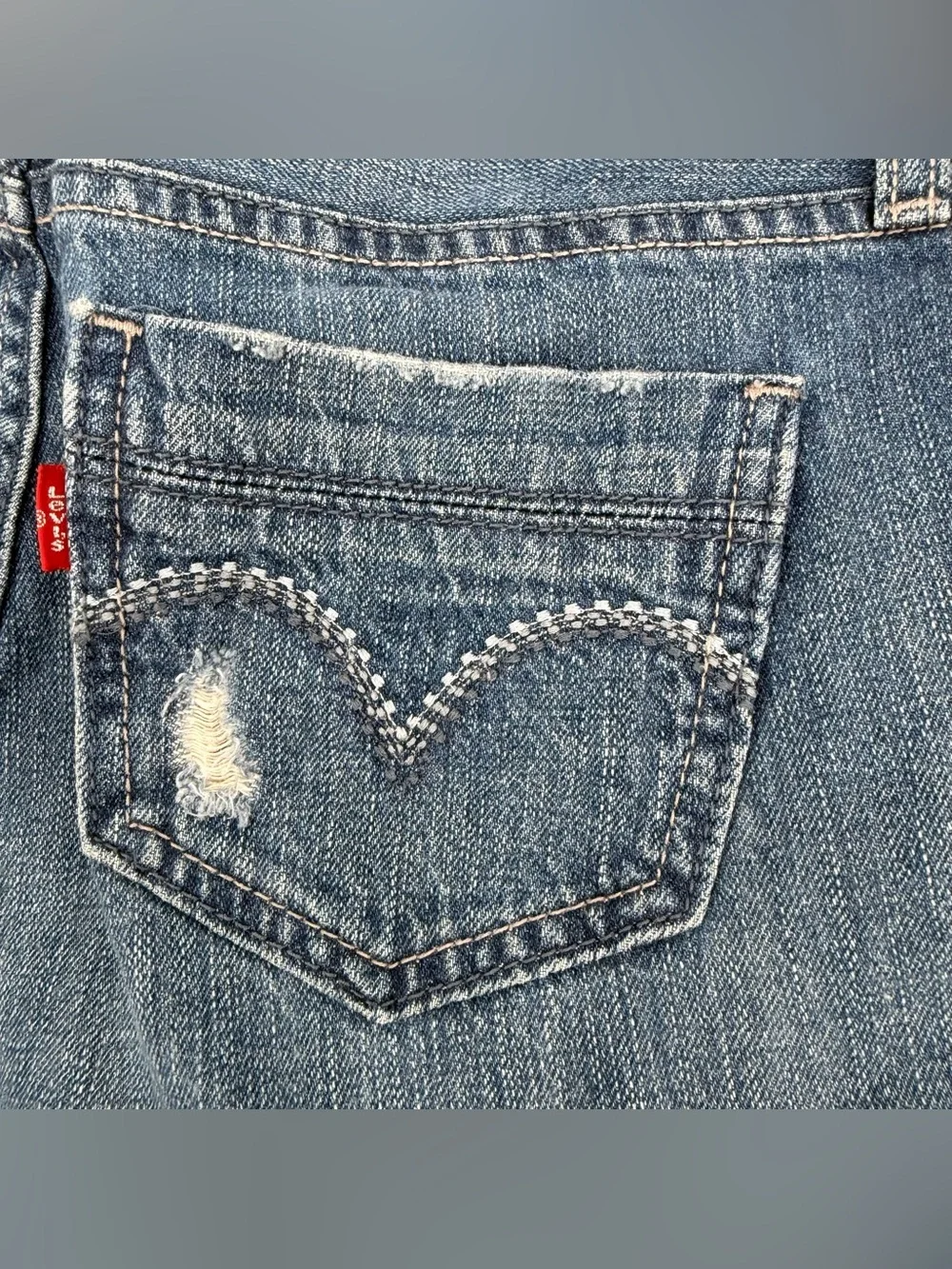 Levi’s Jean Shorts Juniors 3 Blue Denim Roll Cuff Distressed Cotton Denim Boho